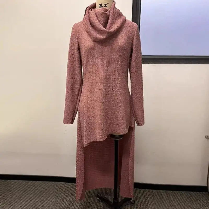 Indie Folk Woman Solid Color Vintage Dress Autumn Pile Collar Pullover Long Dress Winter Long Sleeve Swallowtail Irregular Dress